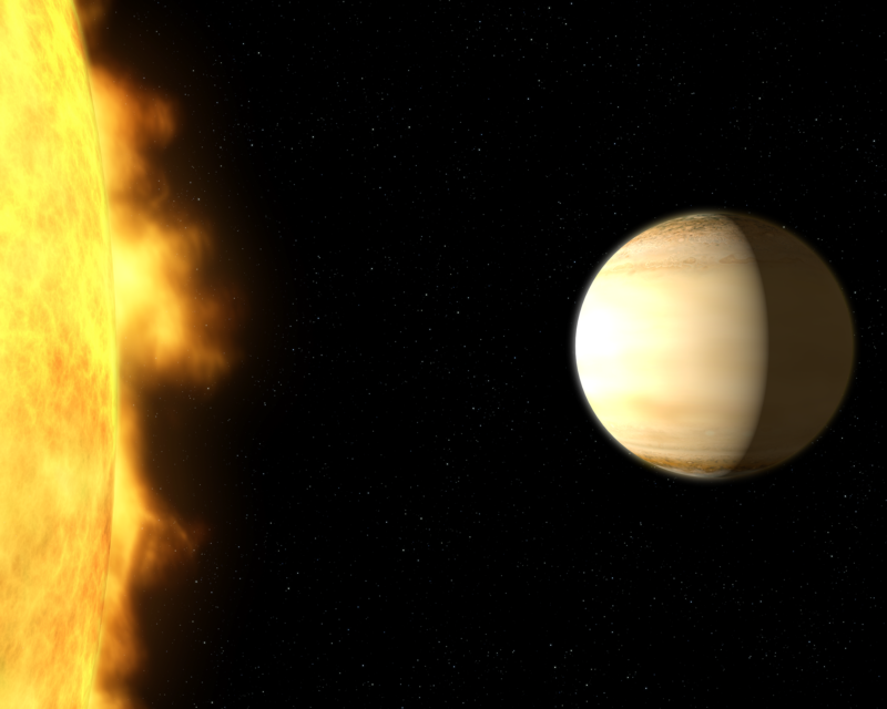 Space view of a planet next to the sun