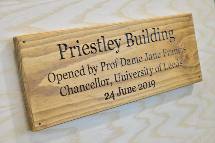 The Priestley Building opening ceremony plaque