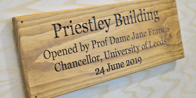 The Priestley Building opening ceremony plaque
