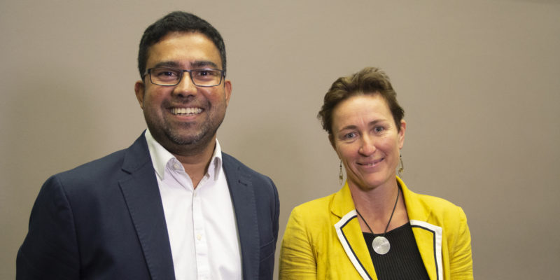 Head and shoulders shot of Suraje Dessai and Kate Lonsdale