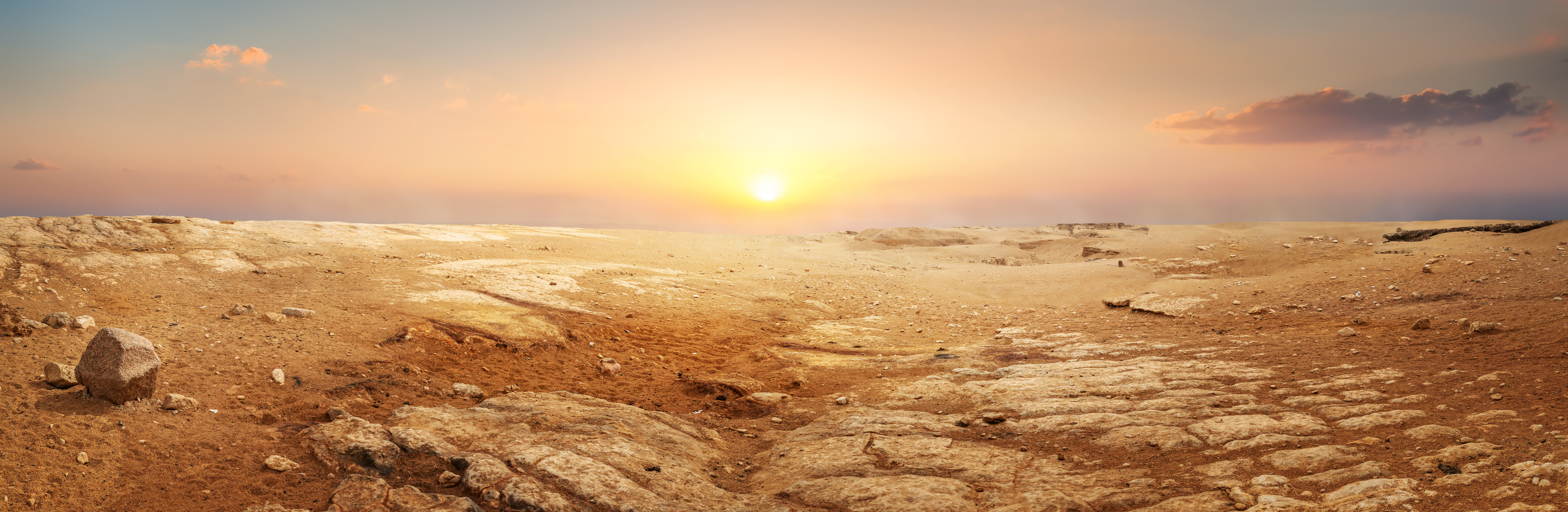 Sandy desert in Egypt at the sunset