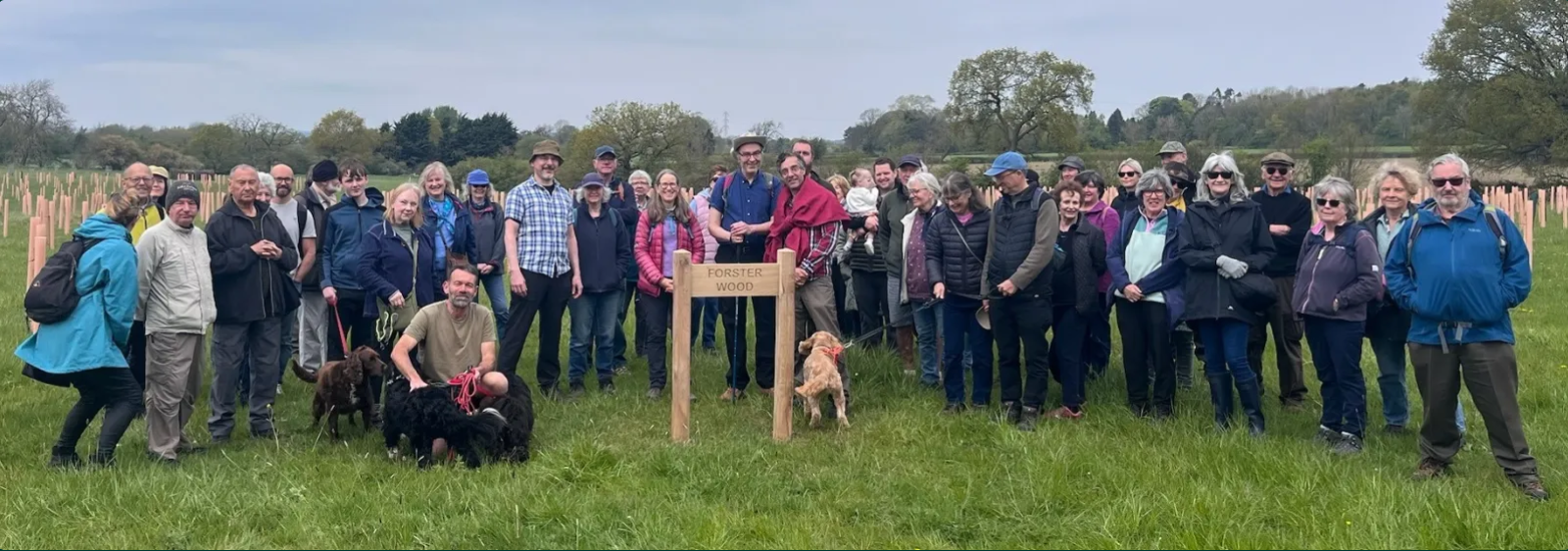 Attendees at the Forster Wood naming ceremony, with Professor Piers Forster guest of honour